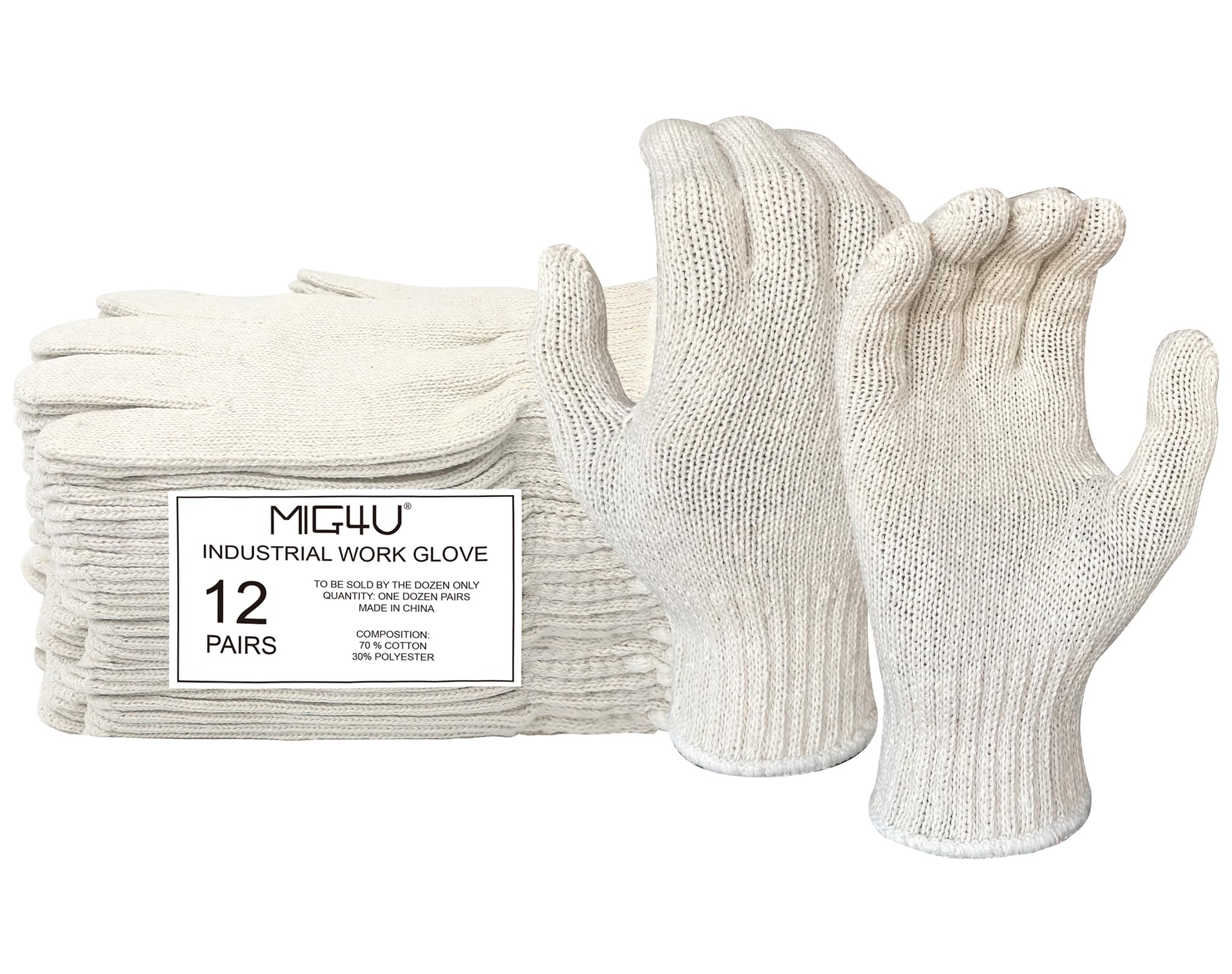 MIG4U 12-pack cotton-knit gloves provide breathable daily protection for work tasks.