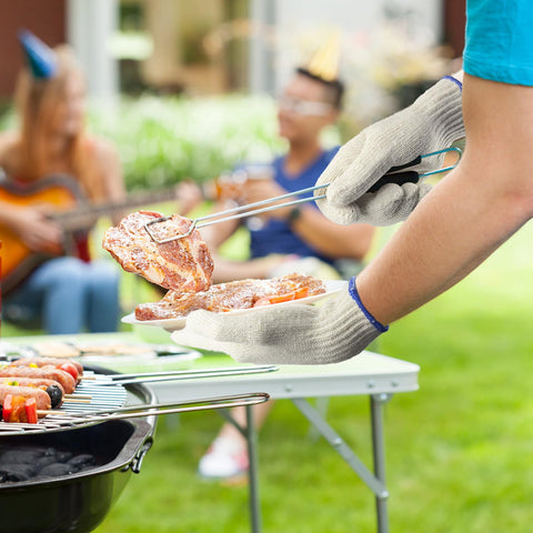 MIG4U BBQ liner gloves protect hands during grilling and outdoor cooking.
