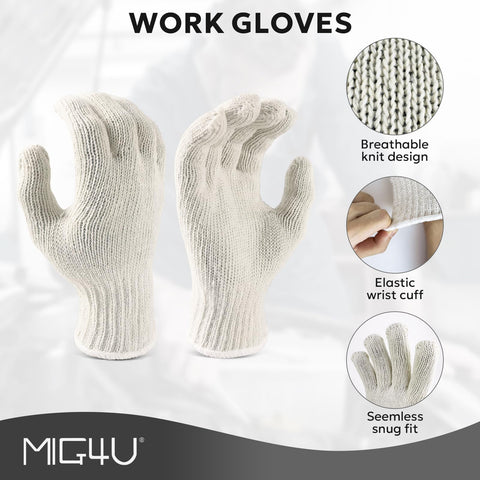 MIG4U gloves with knitted wrist offer snug fit and dust protection.