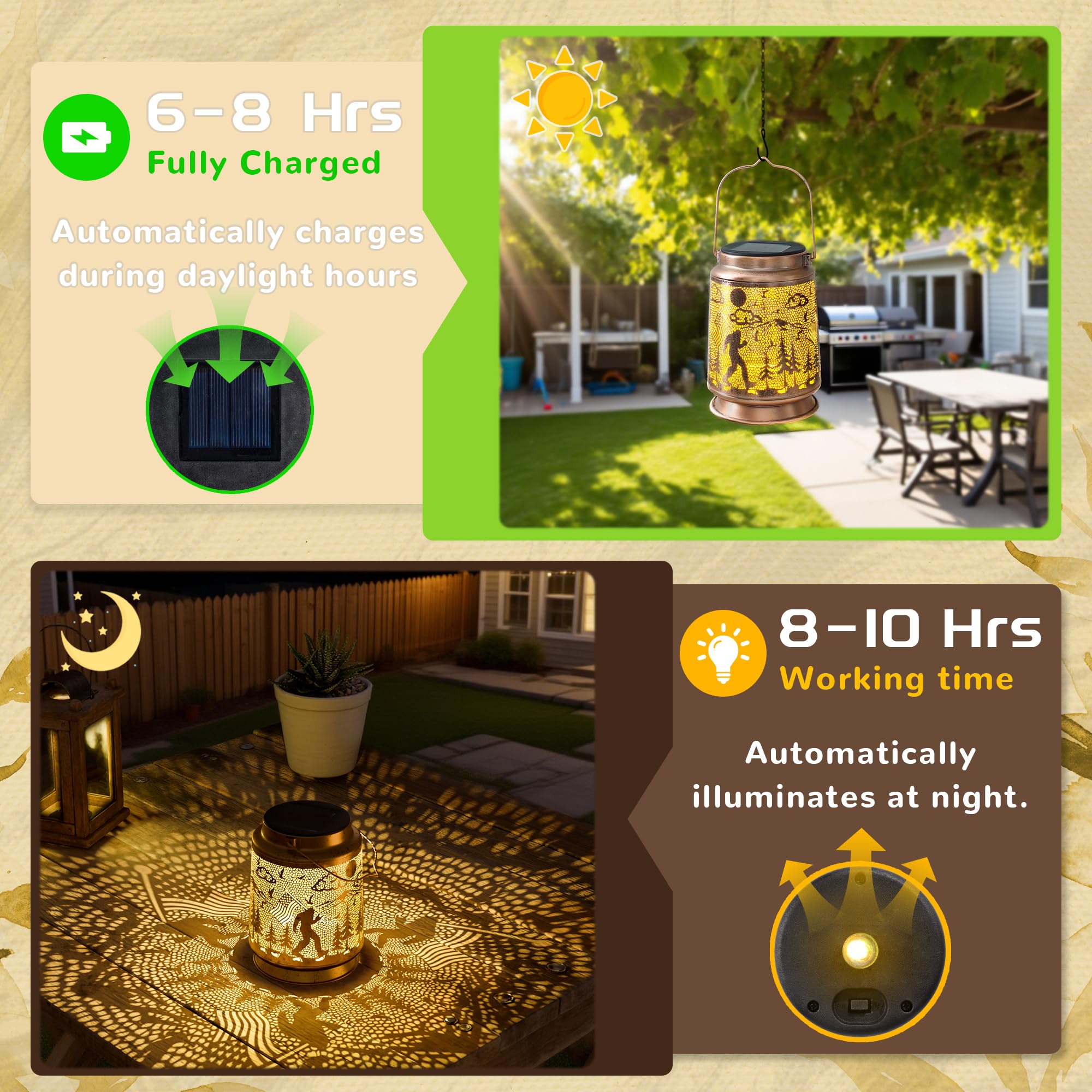 Miggley Bigfoot solar lantern night glow for year-round ambience.