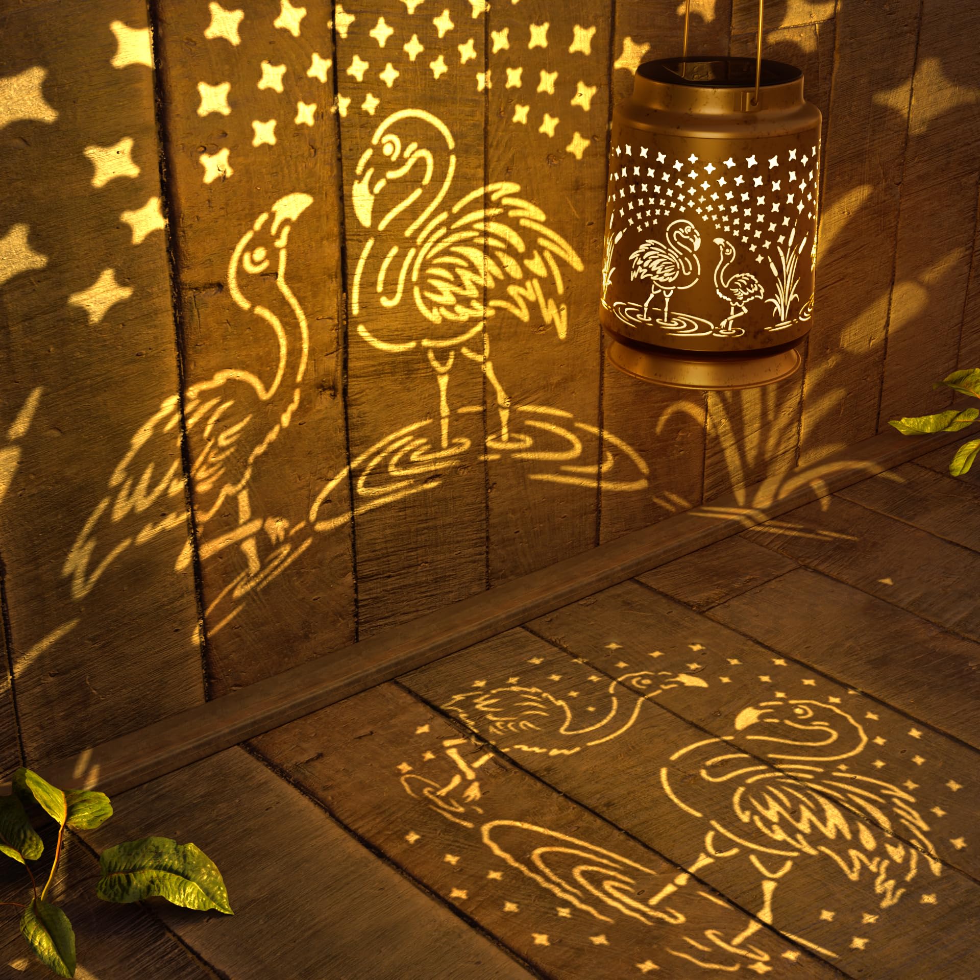 Miggley Flamingo Solar Lantern garden decor enhances nighttime ambience