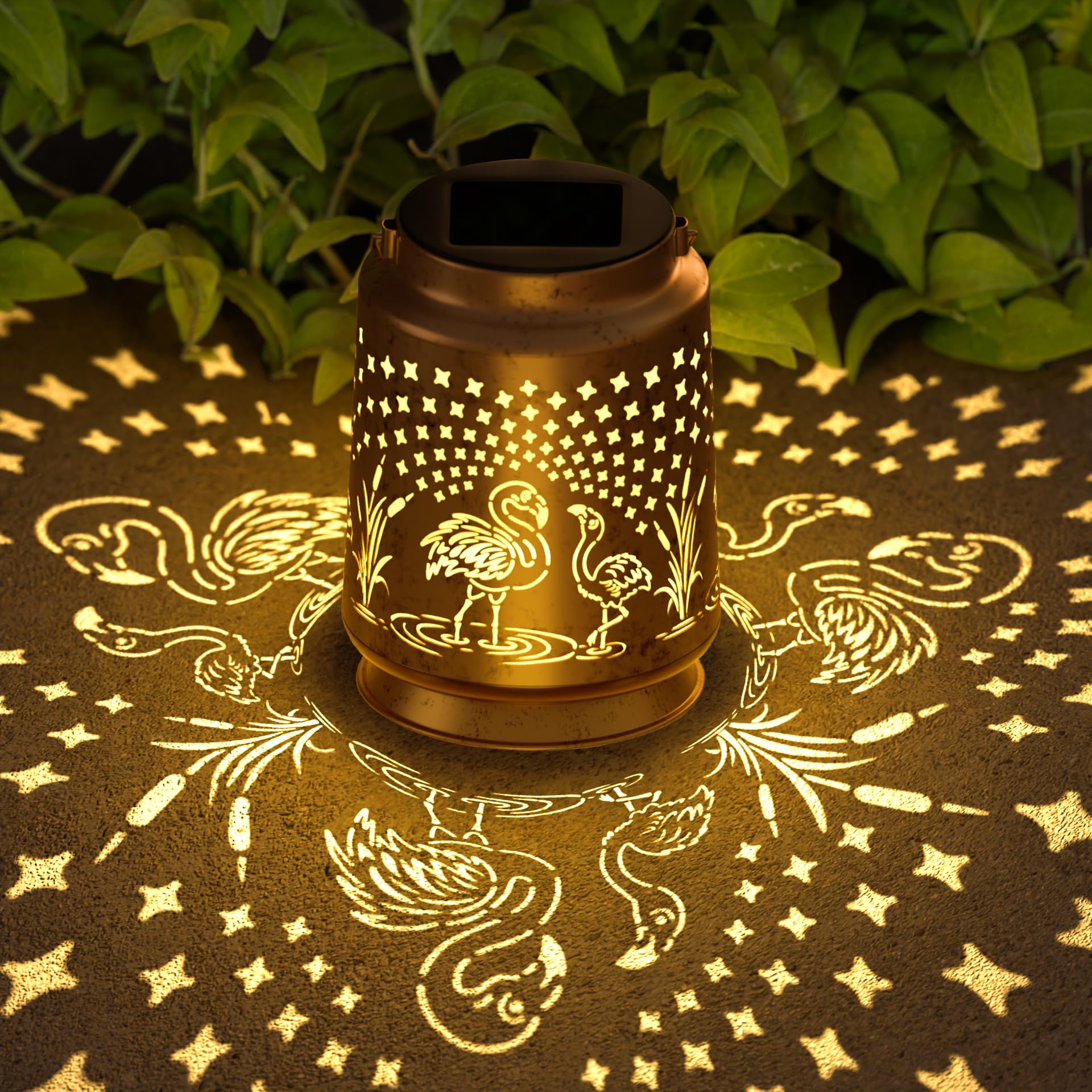 Miggley Flamingo Solar Lantern hanging decor adds warm outdoor glow at dusk