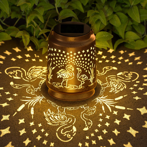 Miggley Flamingo Solar Lantern hanging decor adds warm outdoor glow at dusk