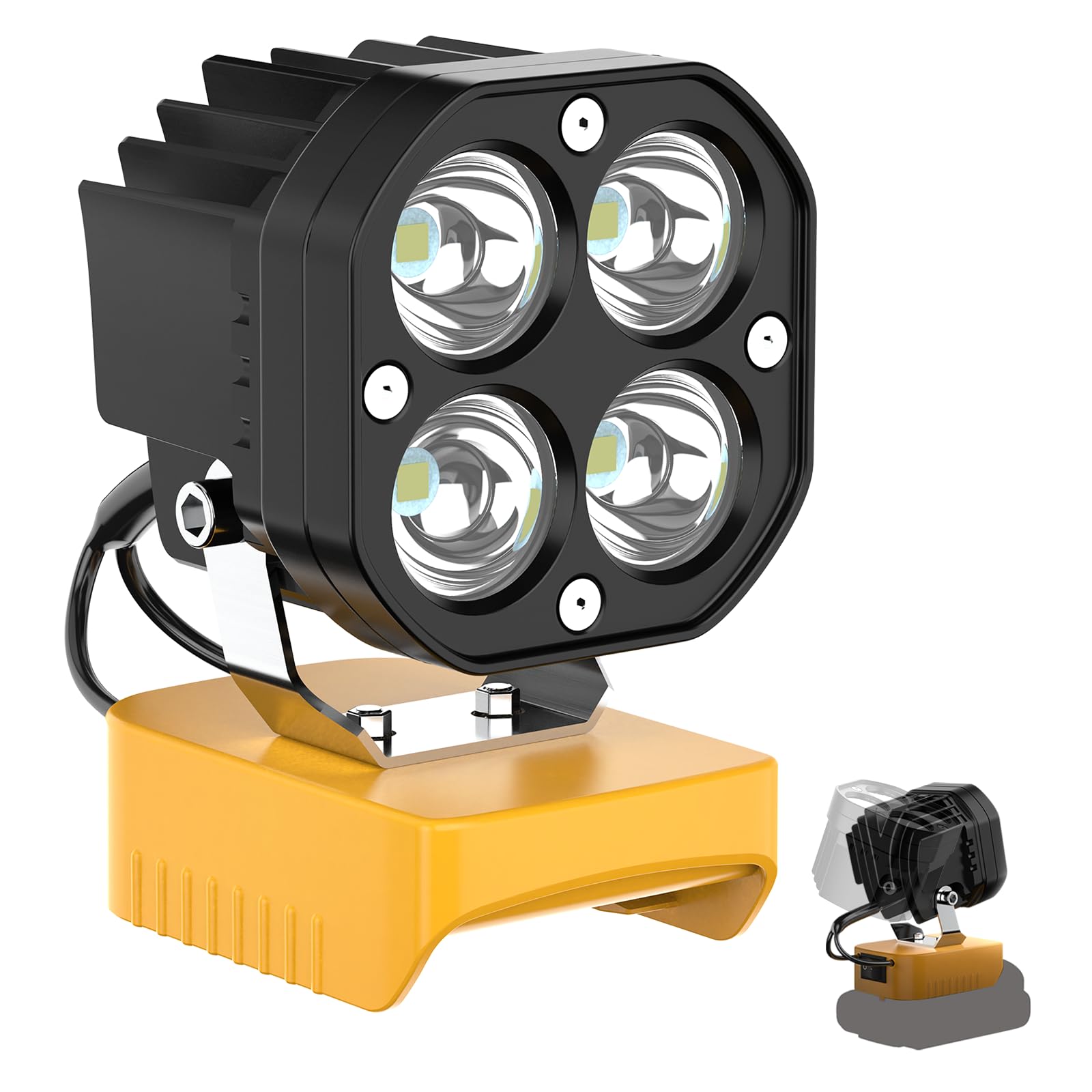 Mightrench 6000LM work light tilted for versatile directing illumination.