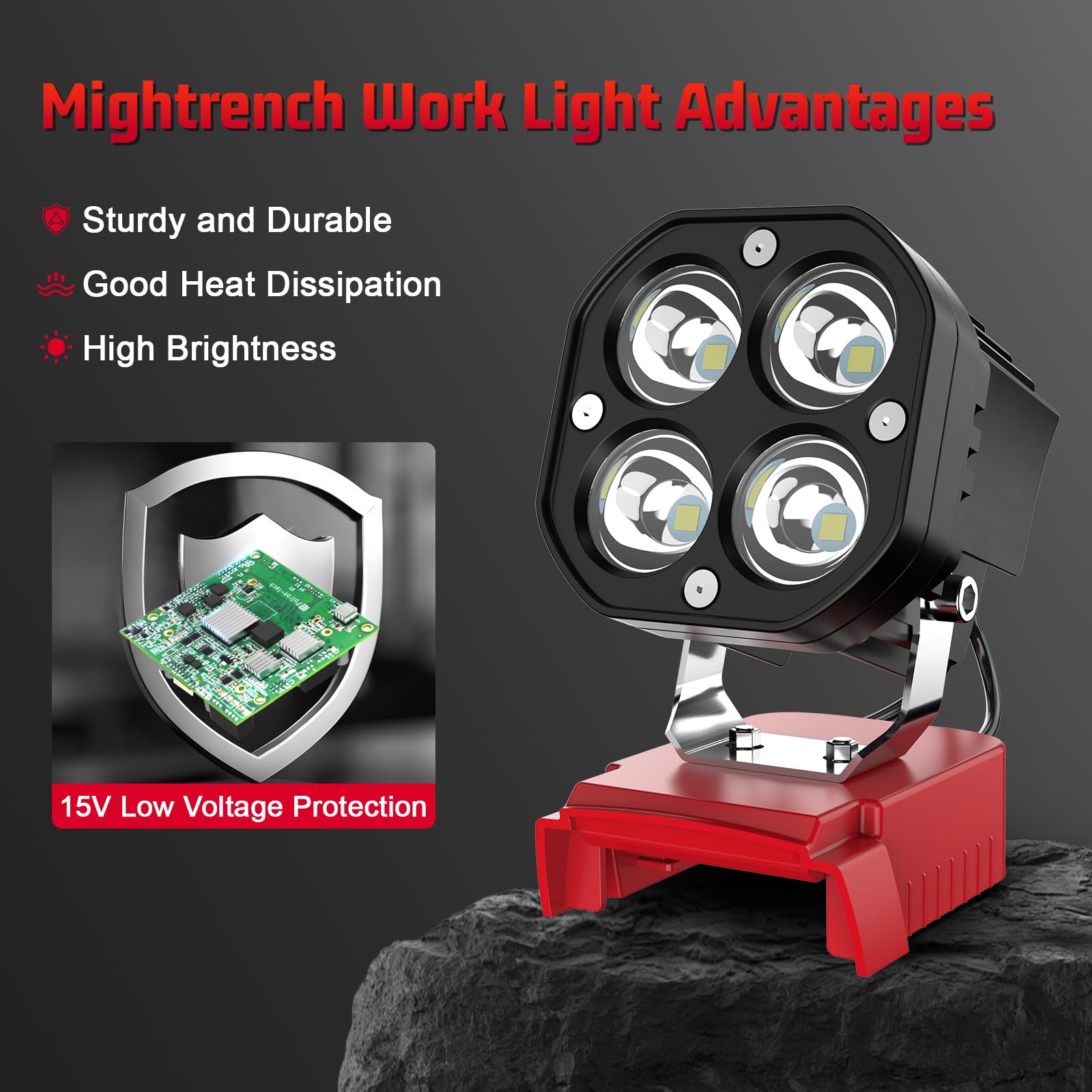 Mightrench includes low voltage protection to prevent overload.