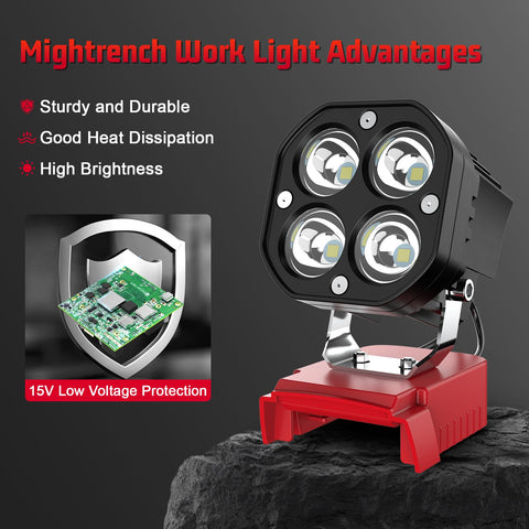 Mightrench includes low voltage protection to prevent overload.