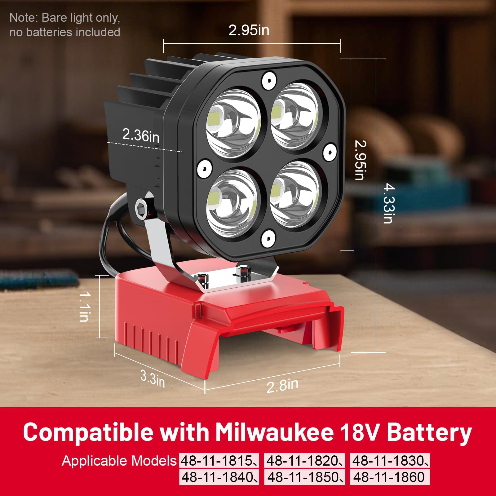 Mightrench light compatible with Milwaukee 18V batteries for flexible toolkit use.