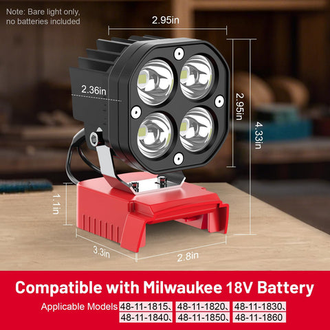 Mightrench light compatible with Milwaukee 18V batteries for flexible toolkit use.