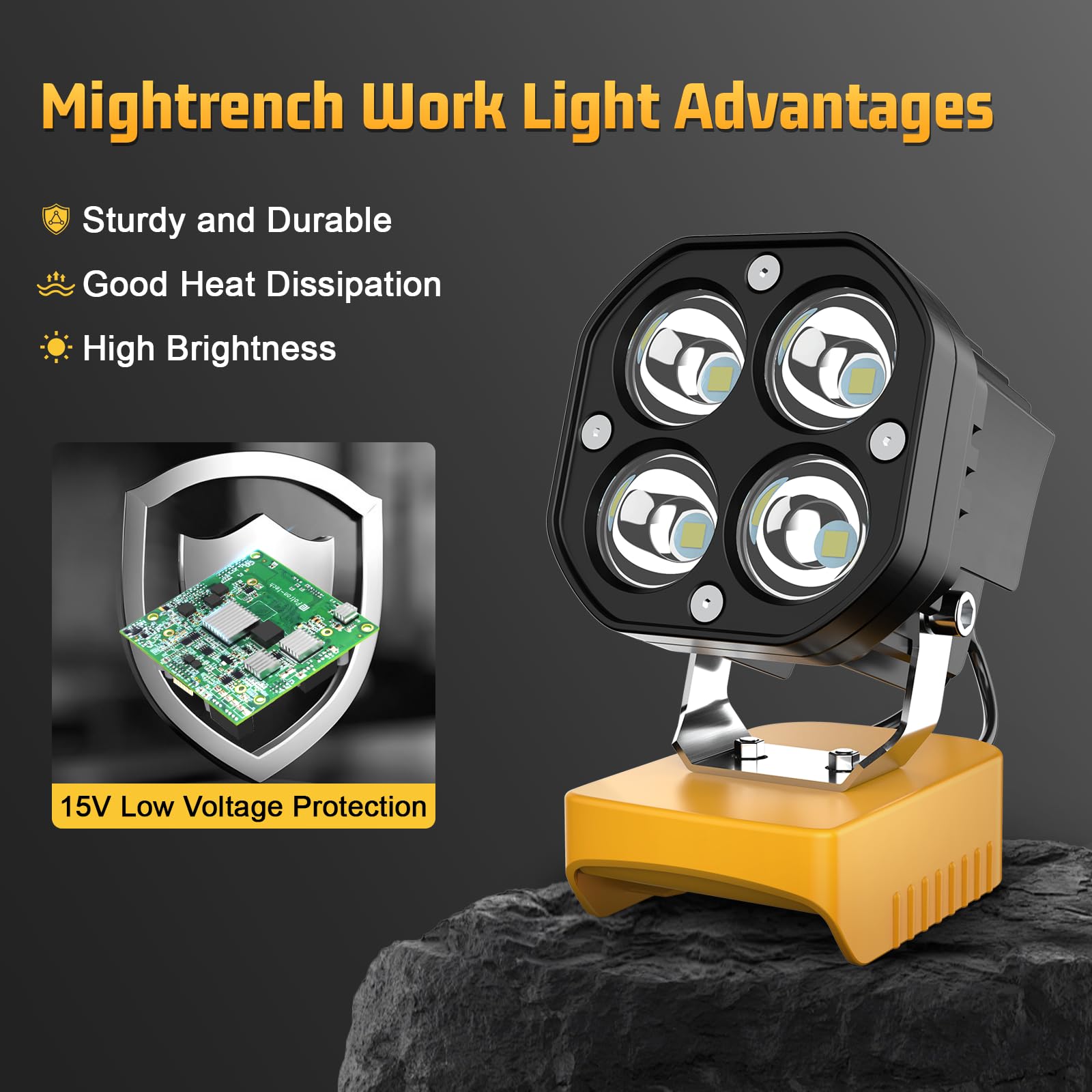 Mightrench outdoor work light ideal for camping and emergencies.