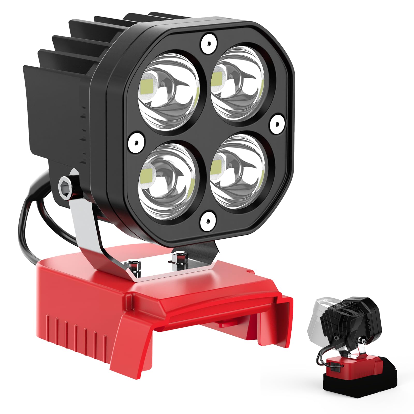 Mightrench work light with 6000lm and adjustable head for precise illumination.