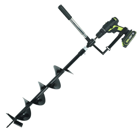 MightyPhine Earth Auger 6in-wide 32in-deep in action for fast fence post holes.