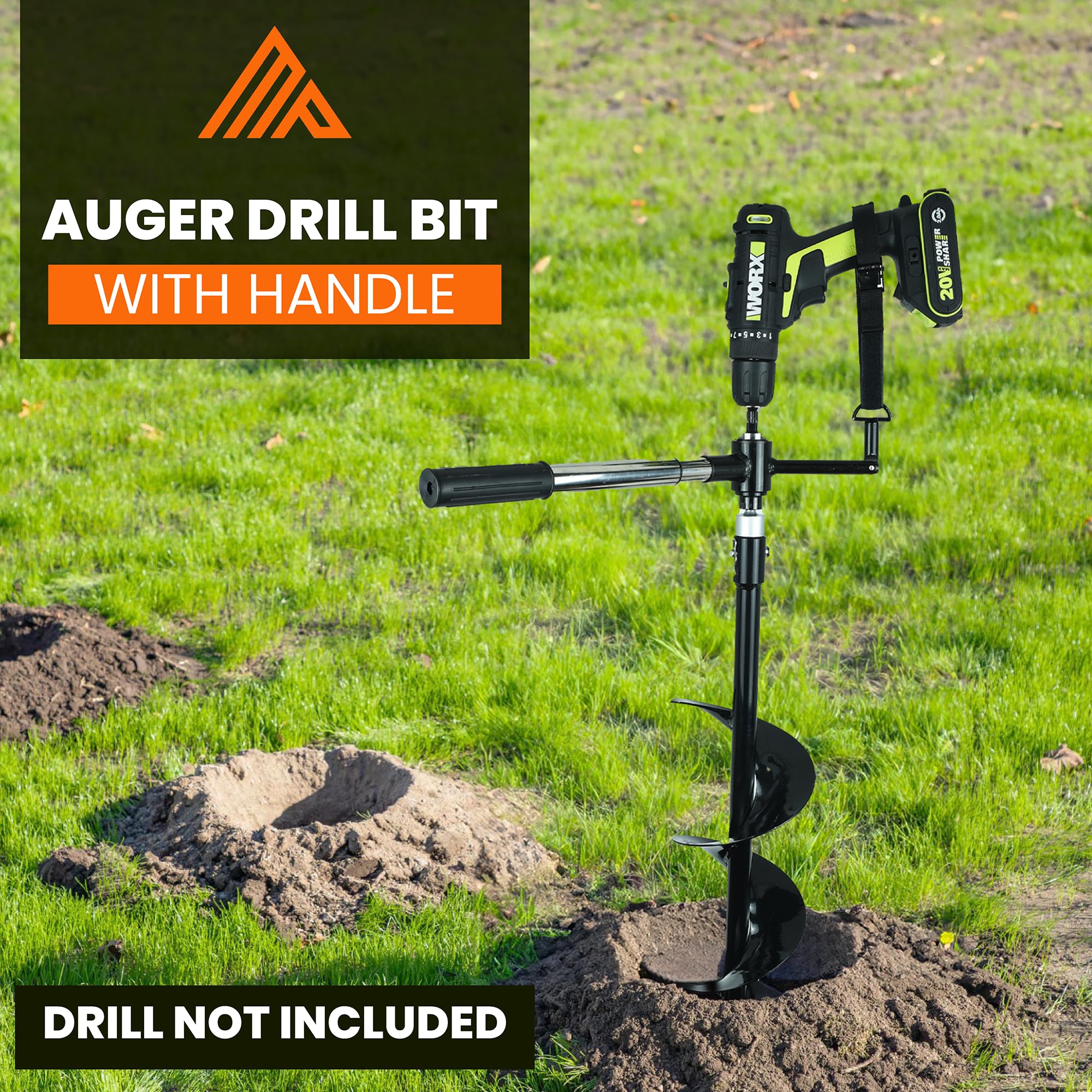 MightyPhine Earth Auger ergonomic handle designed to reduce wrist fatigue during drilling.