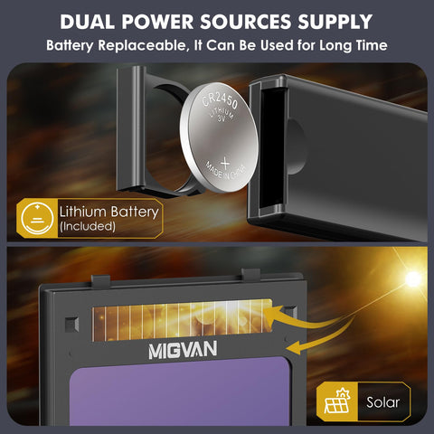 MIGVAN Welding Helmet 4 Arc Sensors activate instantly for safer shading.