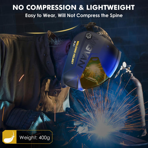 MIGVAN Welding Helmet Ergonomic headgear reduces neck strain.