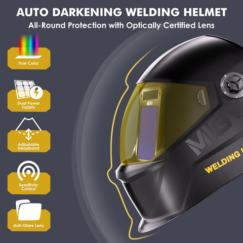 MIGVAN Welding Helmet Large Viewing Screen aids rapid setup and alignment.