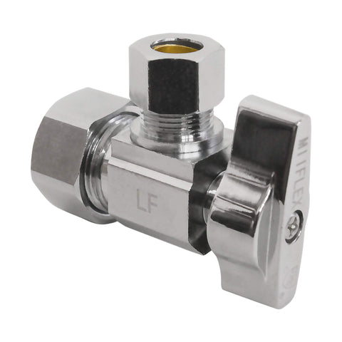 Close-up of Miiflex chrome-plated brass valve highlighting lead-free construction and reliability.