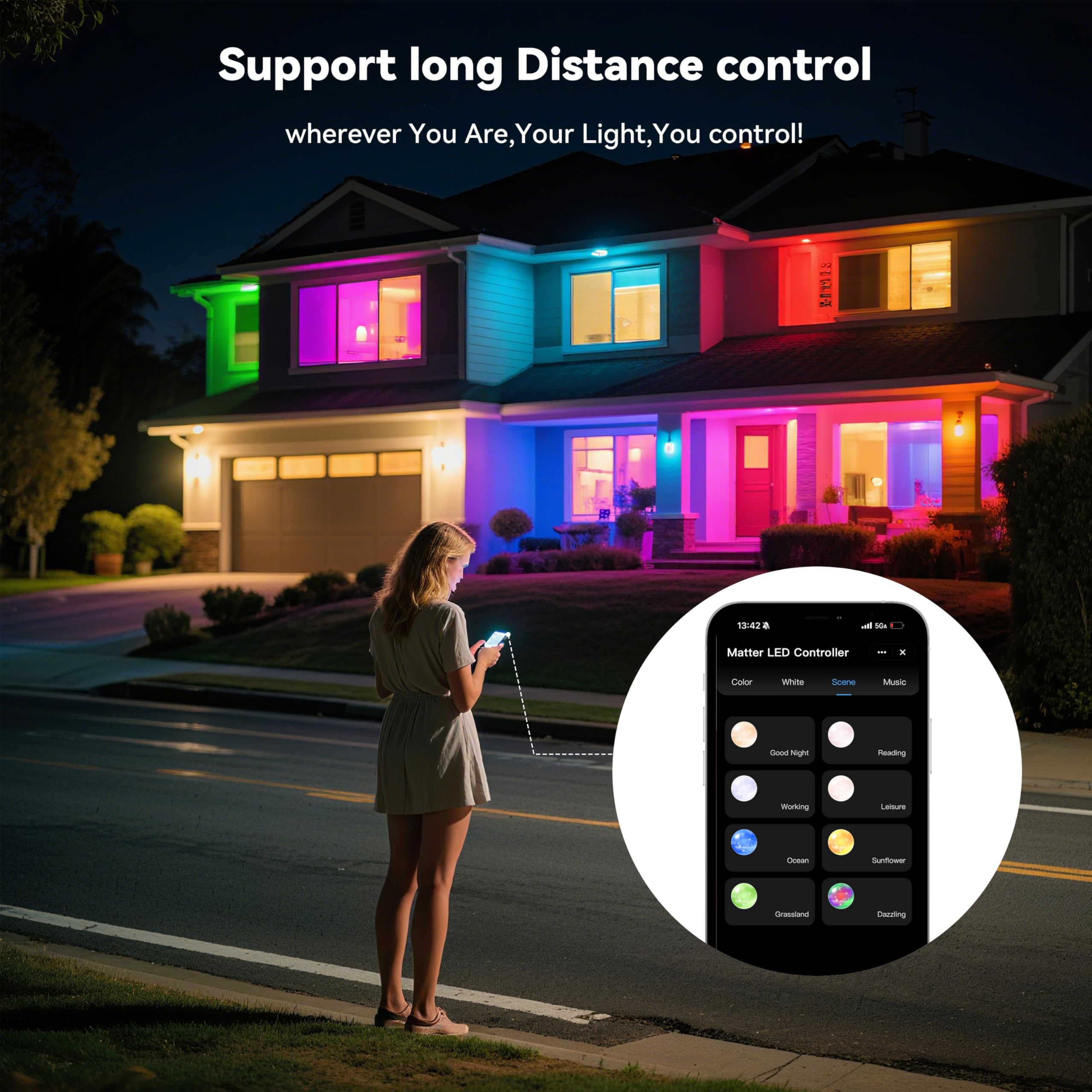 MIWISE Matter LED Controller color-range display shows 16 million colors