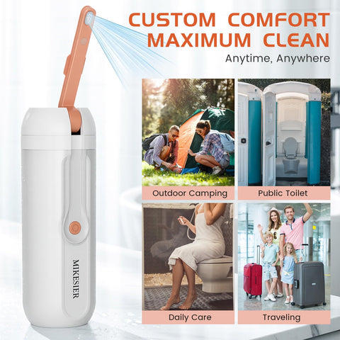MIKESIER bidet in use in a public restroom for hygienic cleansing