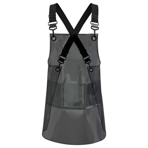 MIKI WELL hair stylist apron with cross-back straps for comfortable wear during long sessions