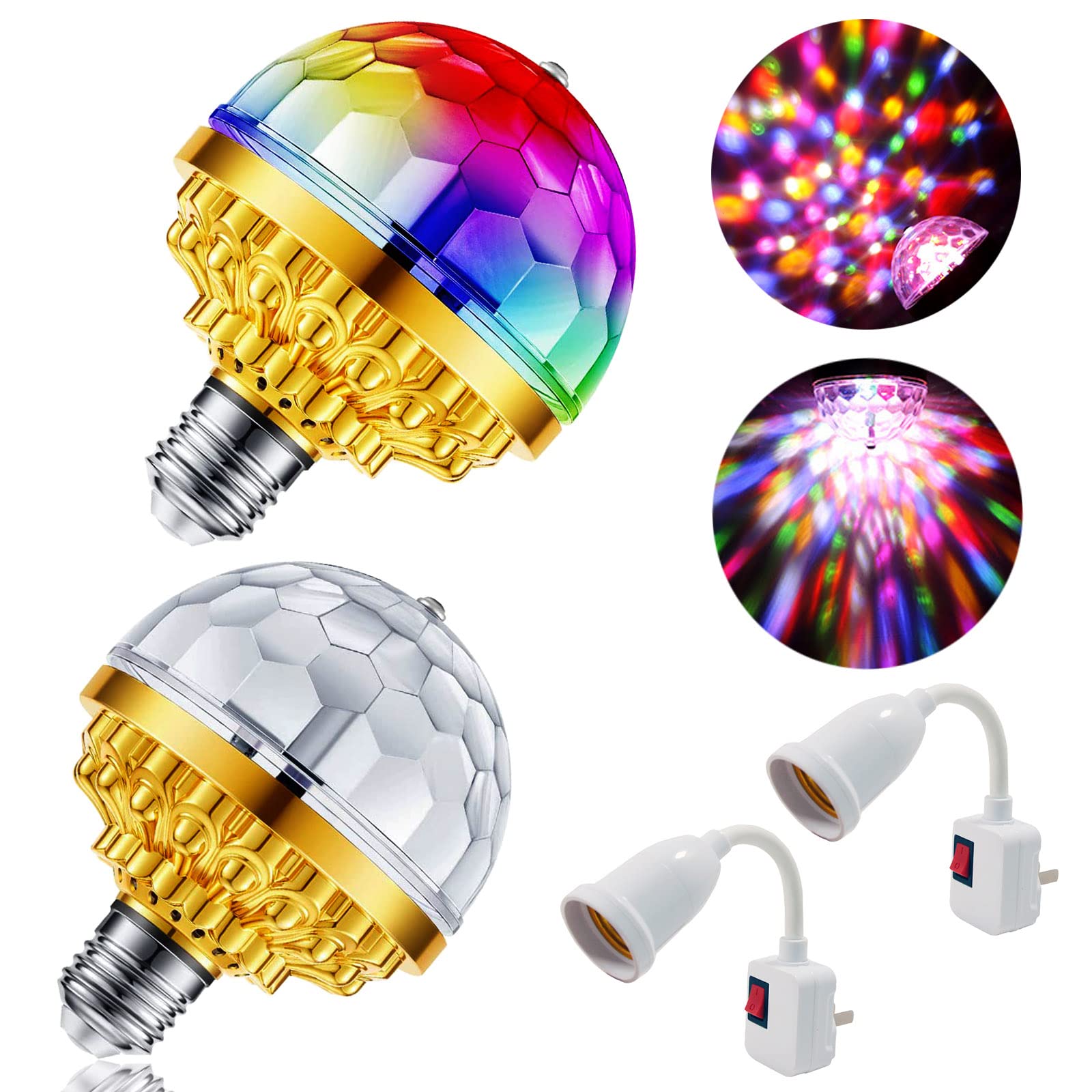 MIKWOAB colorful rotating ball light casts vibrant RGB patterns for parties.
