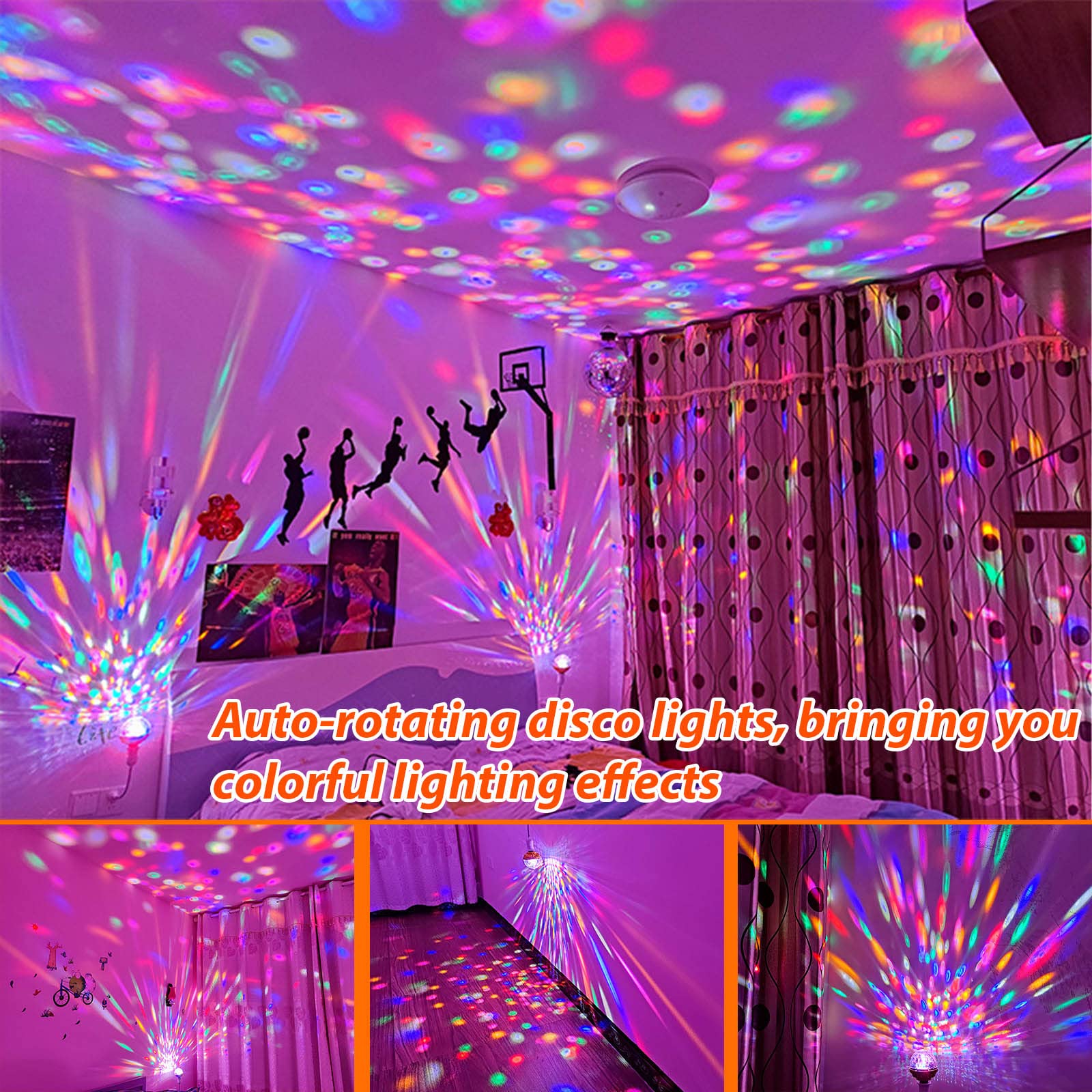 MIKWOAB RGB disco light bulb brightens dance floor ambiance with color rotation.