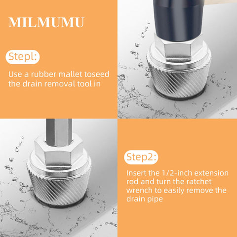 MILMUMU tub drain extractor demonstrates secure grip and surface protection.