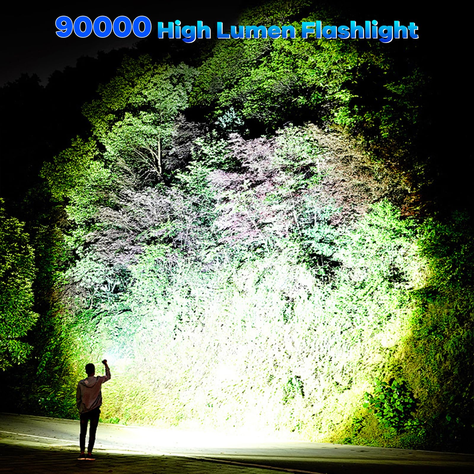 MILAOSHU 90,000 lumens main beam for long-range visibility.