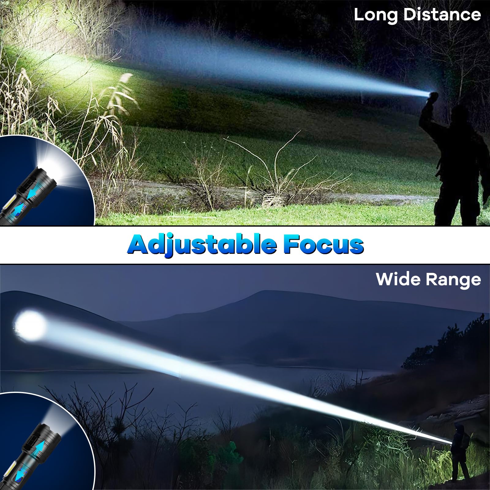 MILAOSHU adjustable focus for spot or flood lighting.