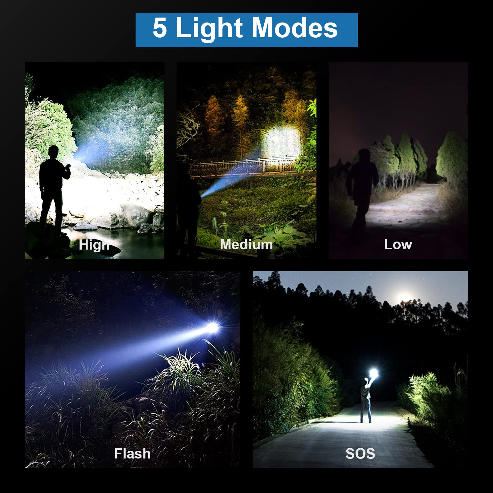 MILAOSHU flashlight offers up to 12 hours of runtime on a full charge