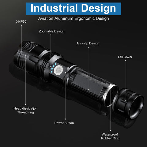 MILAOSHU flashlight with adjustable head for targeting beam distance