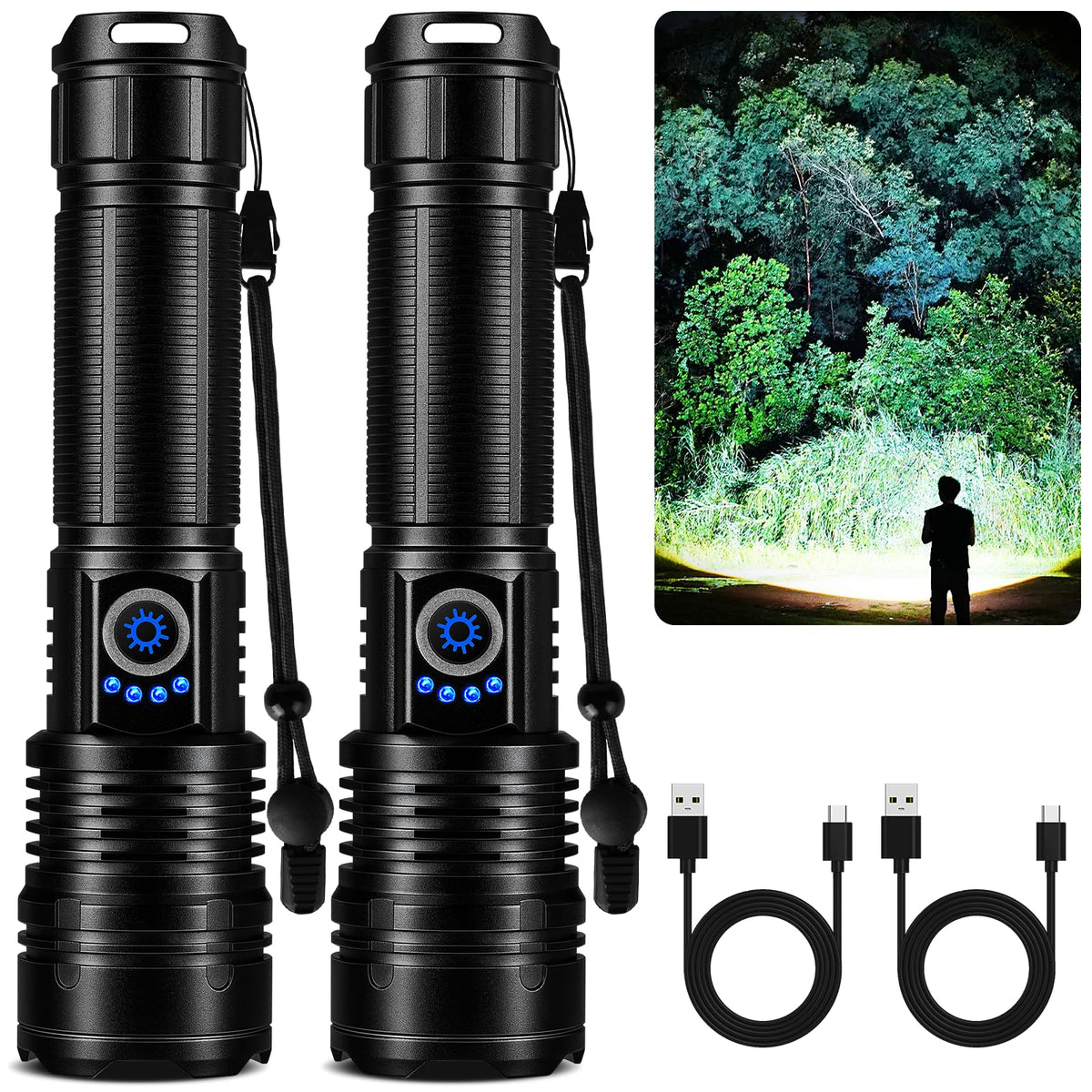 MILAOSHU two-pack flashlights brighten homes and outdoor spaces
