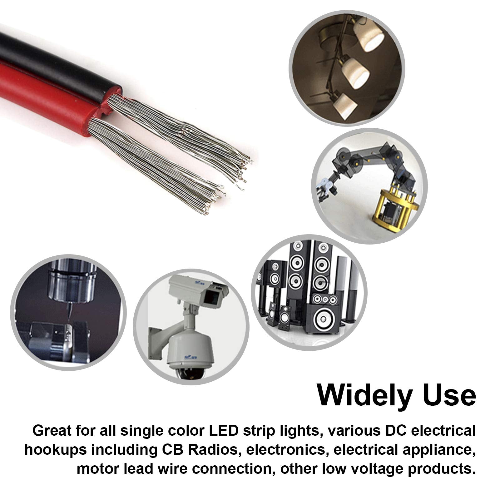 MILAPEAK low voltage wire suitable for LED strips and similar devices