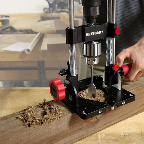 Milescraft DrillMatePro independent depth stop ensures repeatable depths