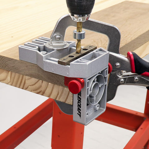 Milescraft Joint Master drill blocks ensure accurate holes with durable hardened steel bushings.