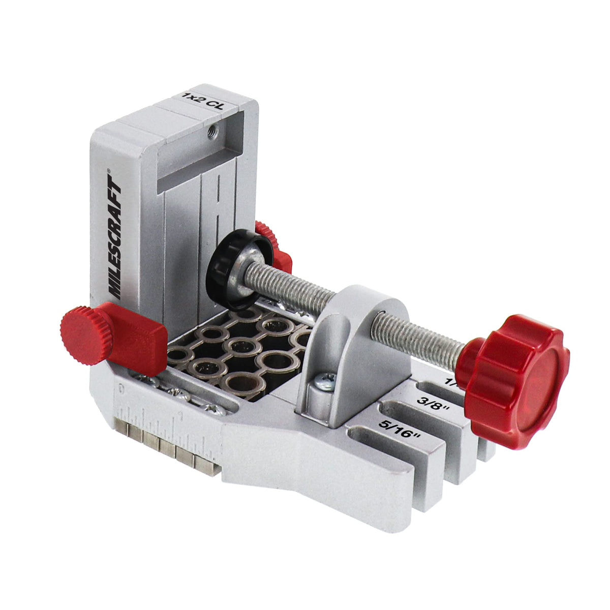 Milescraft Joint Master edge joint setup for precise dowel alignment.