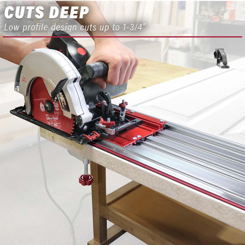 Milescraft TrackSawGuide all-metal base boosts rigidity for accurate cuts.