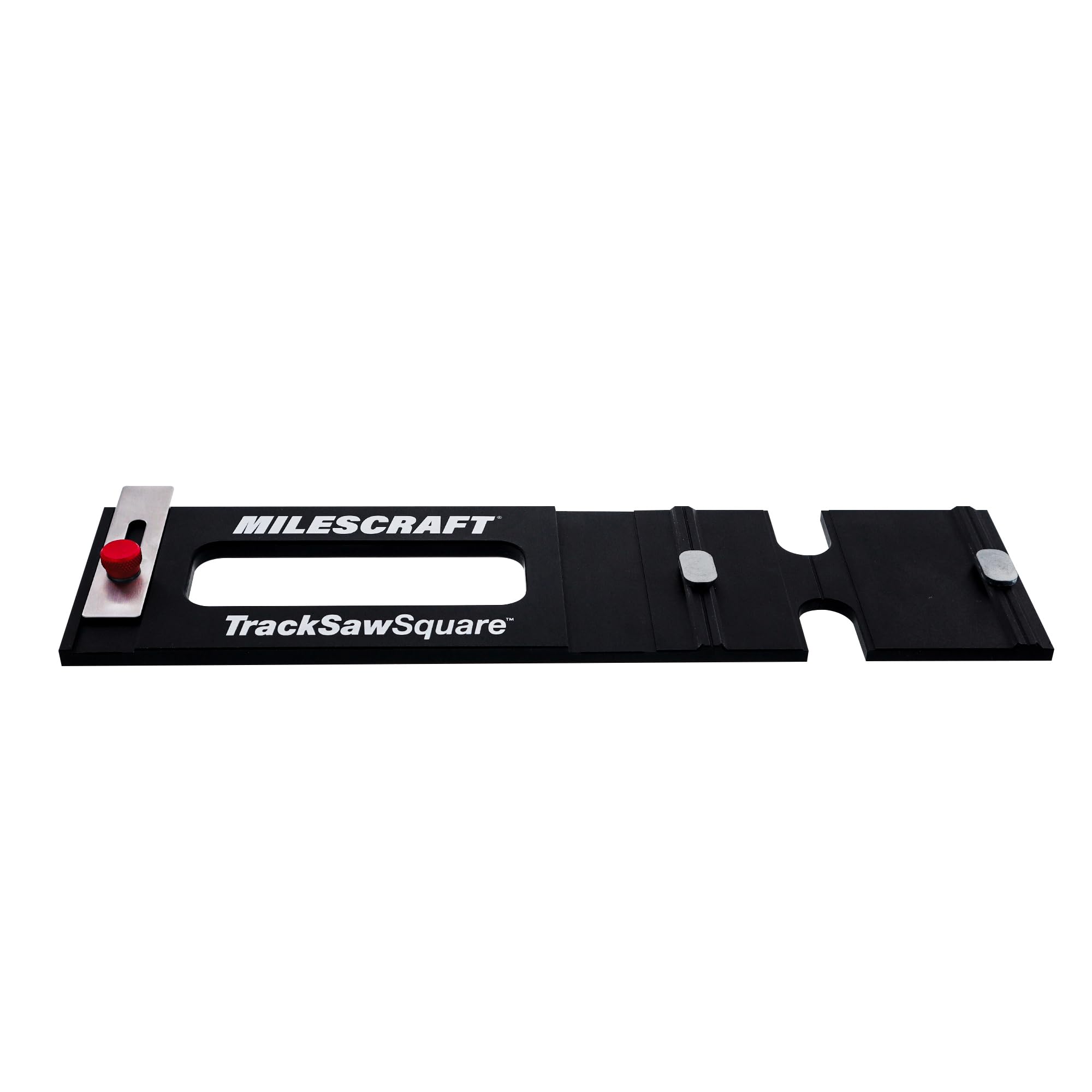 Milescraft TrackSawSquare 90-degree-to-edge view shows perfect corner alignment