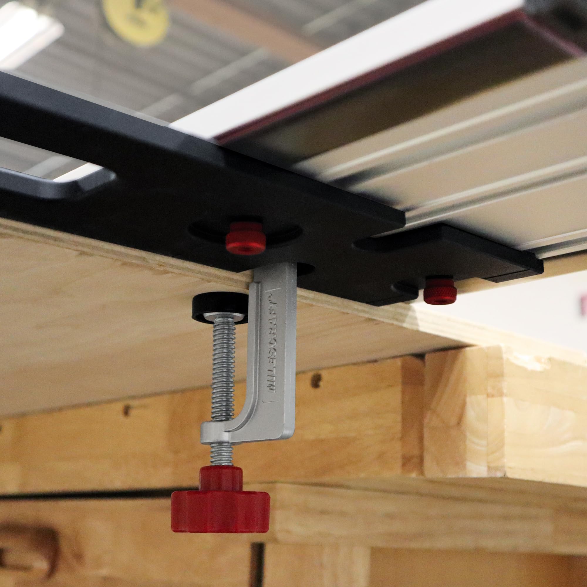 Milescraft TrackSawSquare thin-profile design fits boards 1/2 inch thick