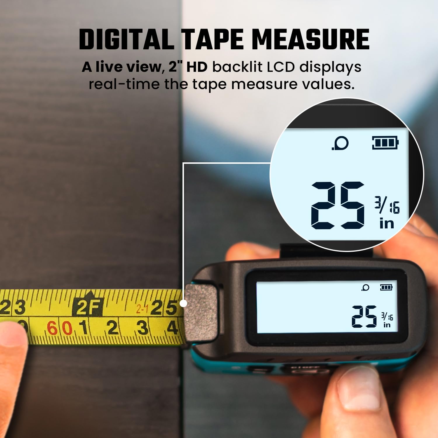 MiLESEEY DT20 digital tape display provides instant measurements while you extend the blade.