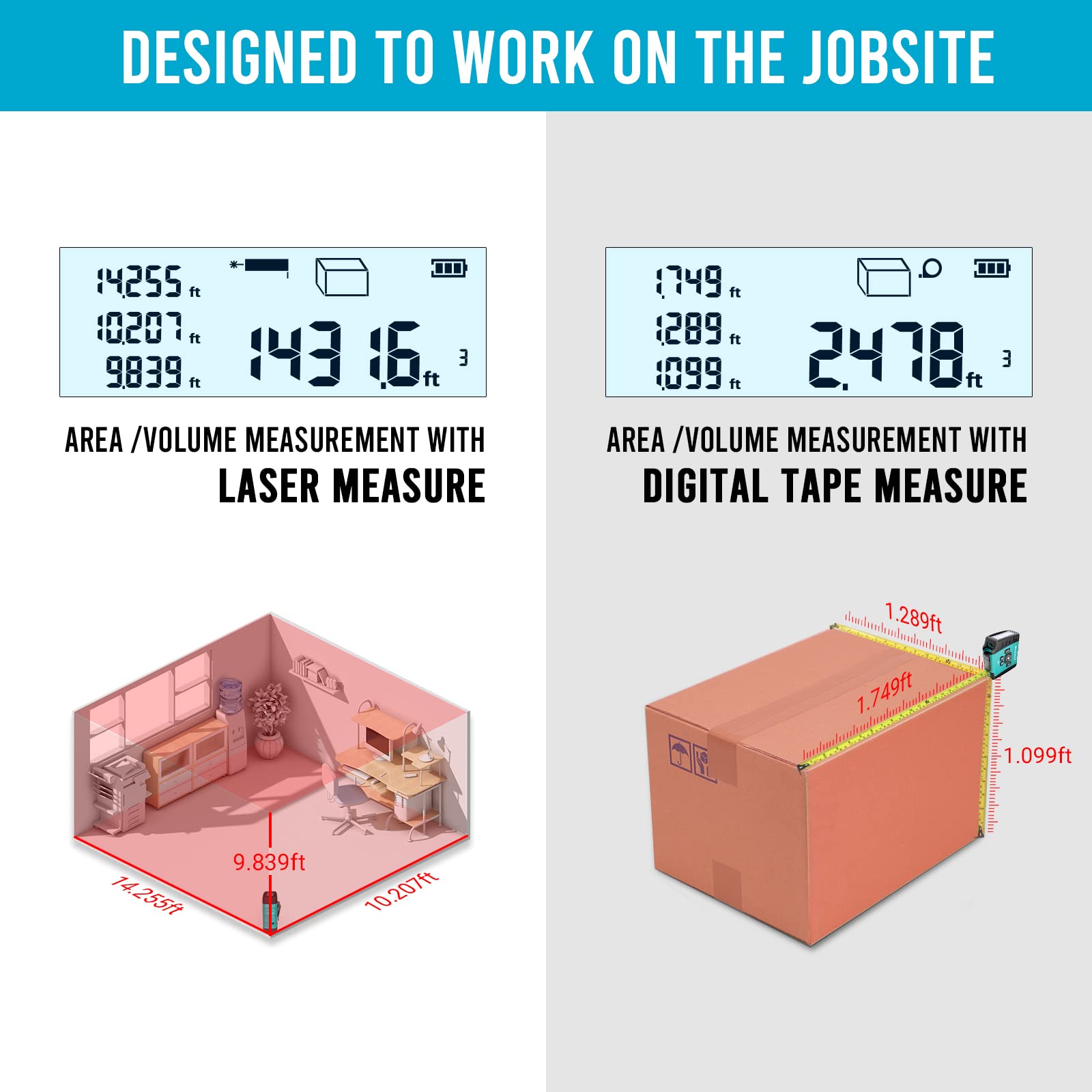 MiLESEEY DT20 on-site measurement in action for fast interior design or construction tasks.