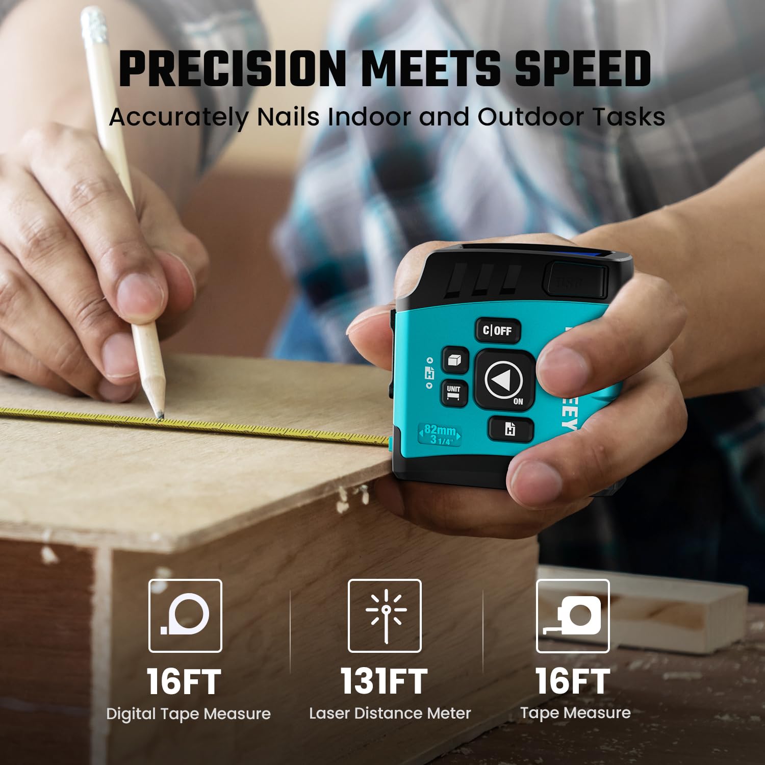 MiLESEEY DT20 retractable tape enables seamless one-handed measuring on site.