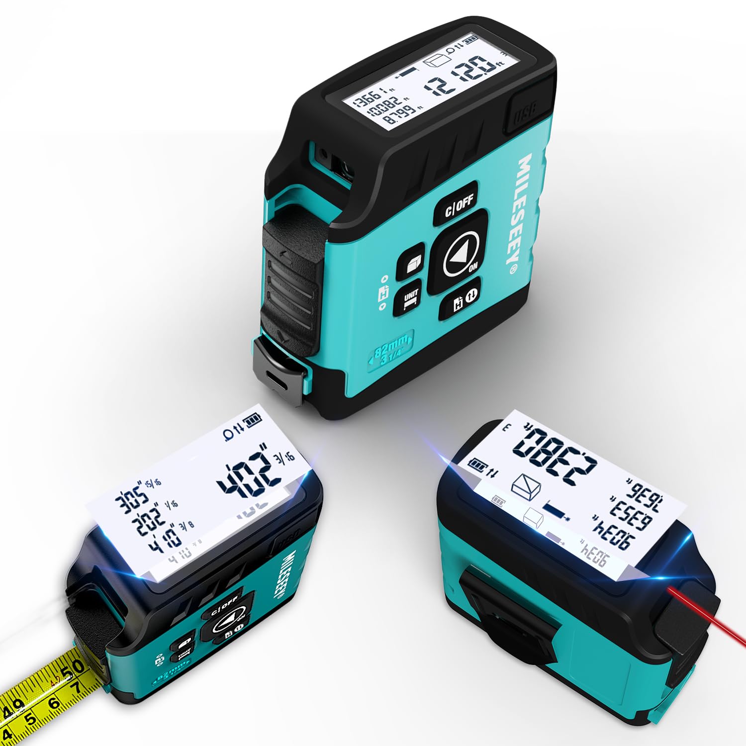 MiLESEEY DT20 on scaffolding; secure wrist strap for high placements.