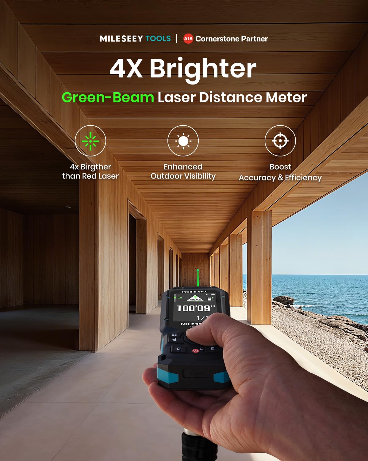 MiLESEEY S50 P2P mode illustrates two-point measurement from a single position
