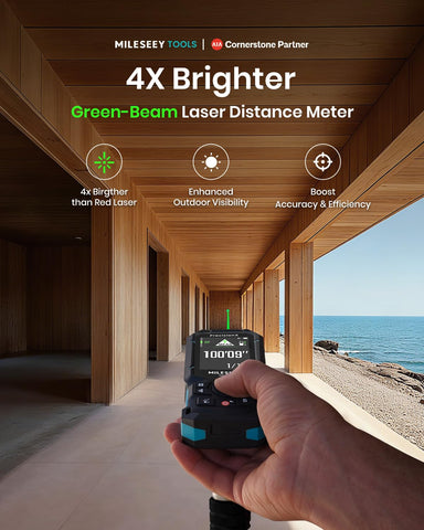 MiLESEEY S50 P2P mode illustrates two-point measurement from a single position