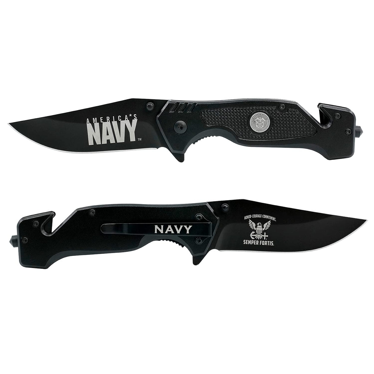 Military Gift Shop Navy Folding Elite Knife with 3D US Navy emblem for durable daily use.