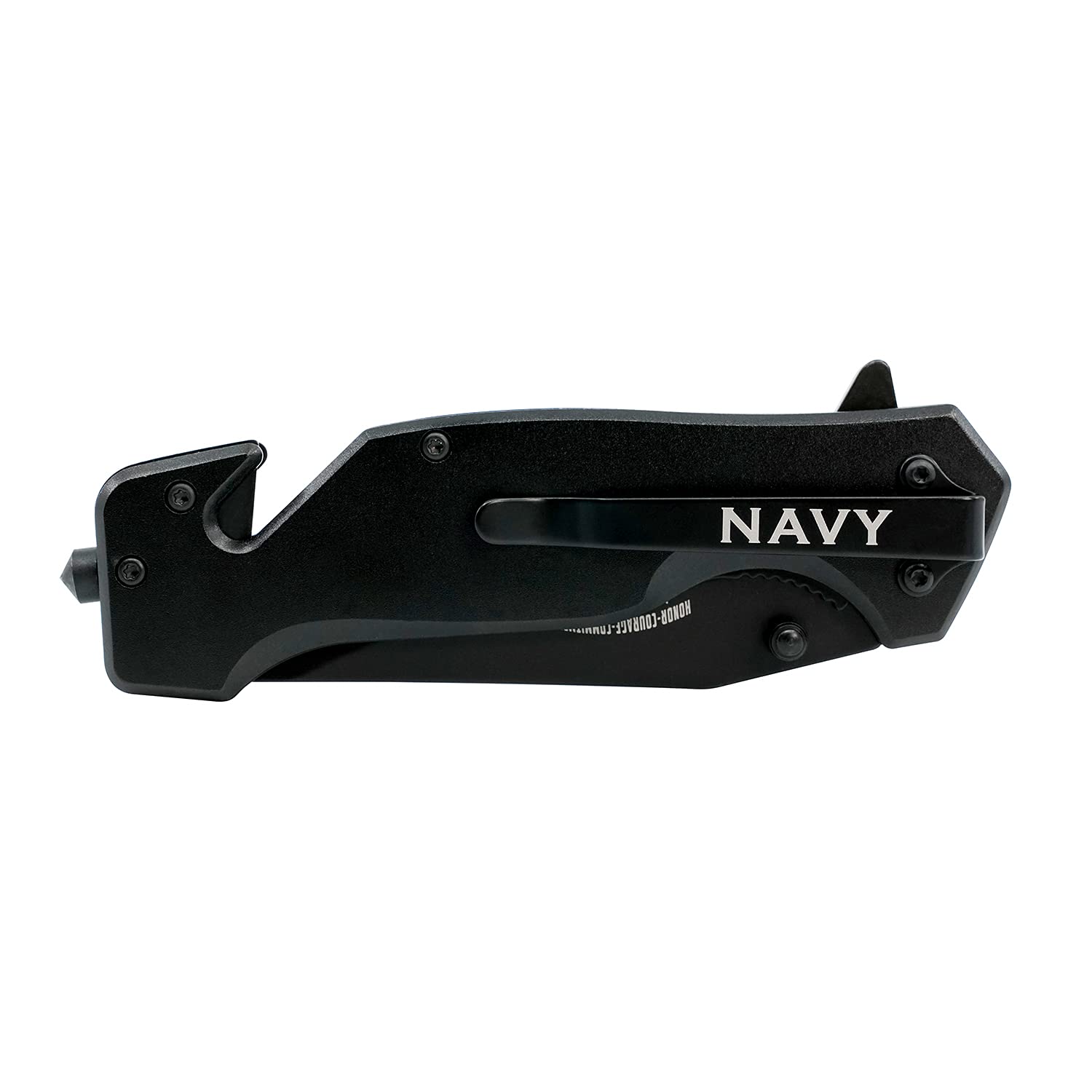 Military Gift Shop Navy Folding Elite Knife Black stealth finish for low-profile durability.