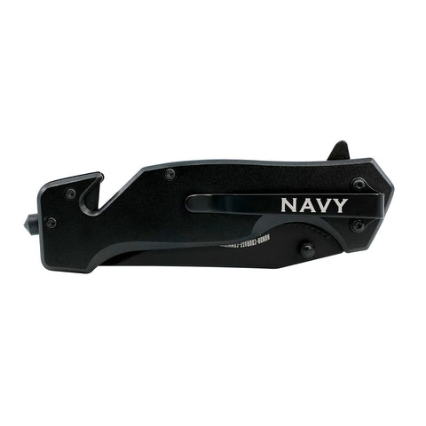 Military Gift Shop Navy Folding Elite Knife Black stealth finish for low-profile durability.