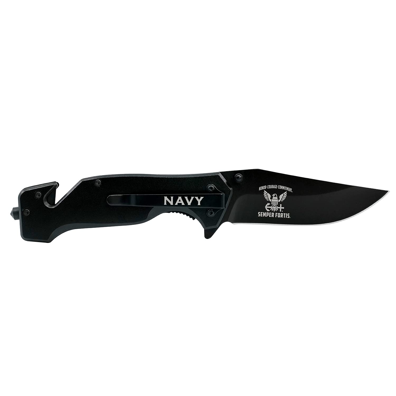 Military Gift Shop Navy Folding Elite Knife Closed length 4.75 inches with 3.5-inch blade.