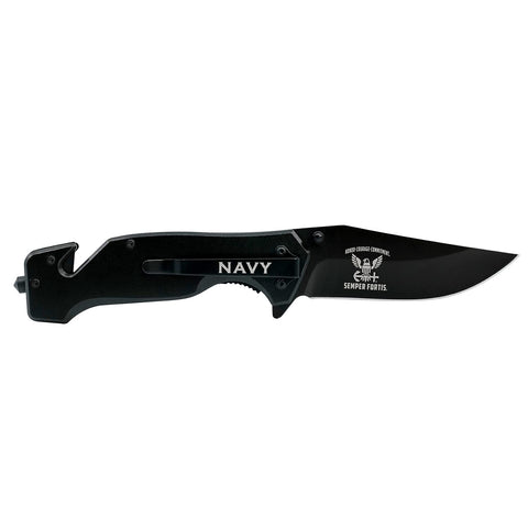 Military Gift Shop Navy Folding Elite Knife Closed length 4.75 inches with 3.5-inch blade.