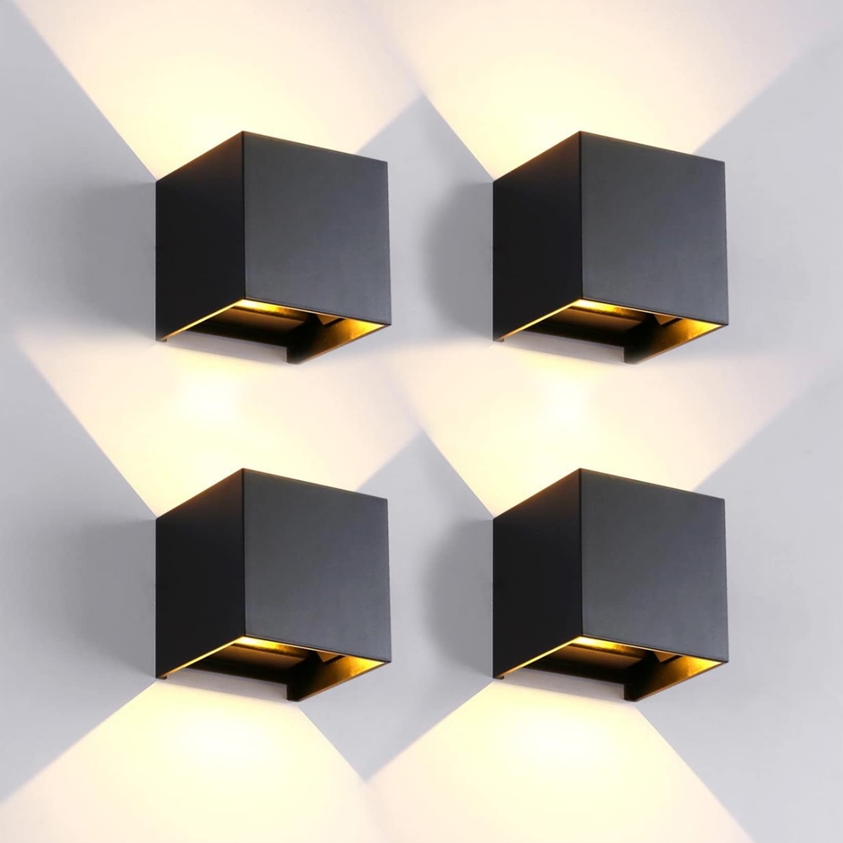 Mille Lucciole square outdoor wall light front view for modern exterior lighting